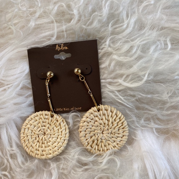 Anthropologie Heather Drop Rattan Earrings